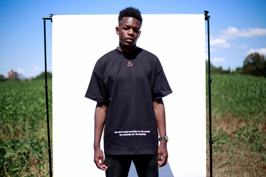 For His Identity Black Oversized T-Shirt